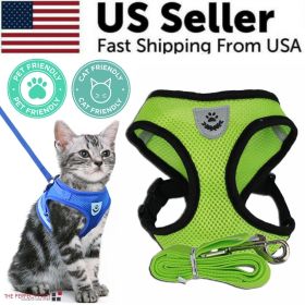 Cat Dog Pet Harness Adjustable Control Vest Dogs Reflective S M L XL Leash (Color: Green, size: M)