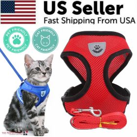 Cat Dog Pet Harness Adjustable Control Vest Dogs Reflective S M L XL Leash (Color: Red, size: M)